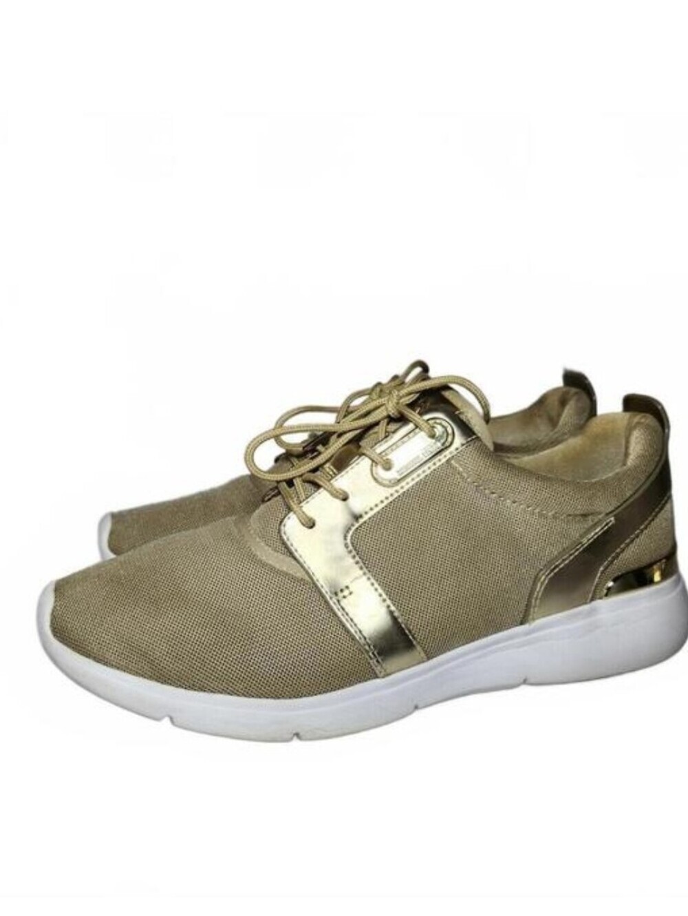 Michael Kors Low Top Women’s Tan Gold 9.5M Athletic Sporty Glam Sneakers